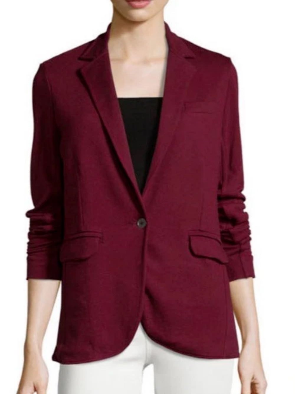 Grey State Women's Wine (mars red) Single-Button knit Blazer. XL